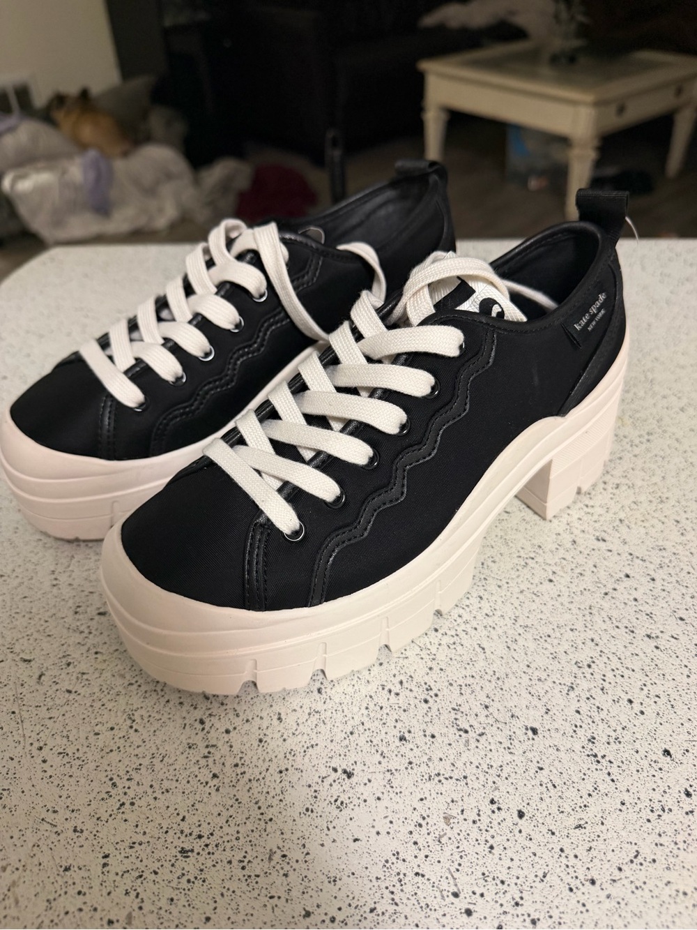 Kate Spade New York Black Upstate Platform Sneakers Shoes Size 6.5